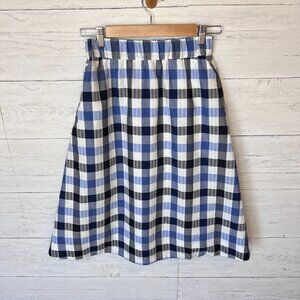 1901 Skirt Womens Size XS Blue Plaid A Line Preppy Academia Lined Knee Length